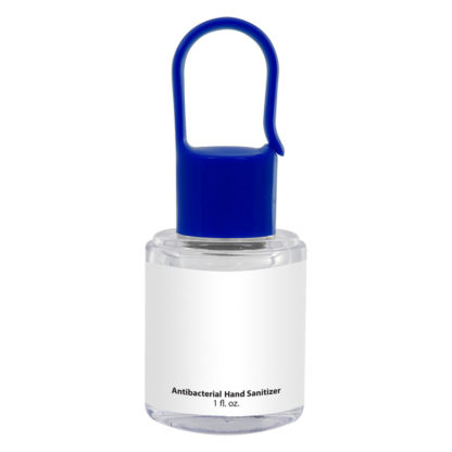 1 Oz Hand Sanitizer with Carabiner Cap Custom Blue