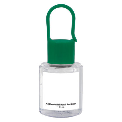 1 Oz Hand Sanitizer with Carabiner Cap Custom Green