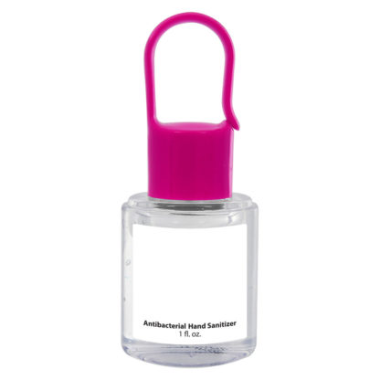 1 Oz Hand Sanitizer with Carabiner Cap Custom Pink