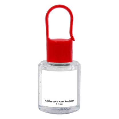 1 Oz Hand Sanitizer with Carabiner Cap Custom Red