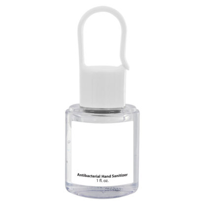 1 Oz Hand Sanitizer with Carabiner Cap Custom White