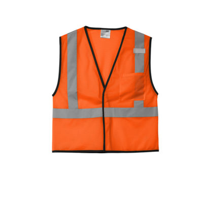 CornerStone Ansi 107 Class 2 Economy Mesh One Pocket Vest Safety Orange Front