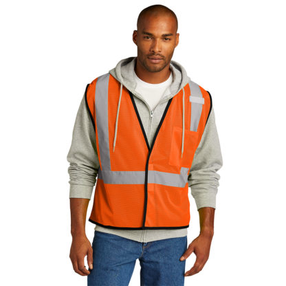 CornerStone Ansi 107 Class 2 Economy Mesh One Pocket Vest Safety Orange Model