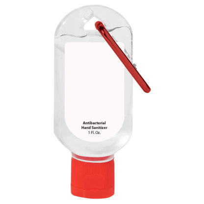 Custom Hand Sanitizer with Carabiner Red 1 Oz