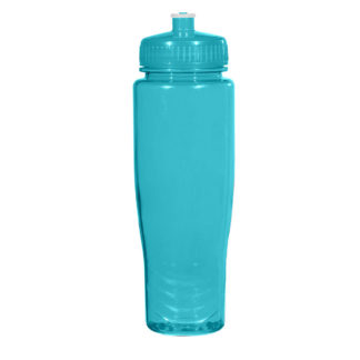 Imprinted Poly Clear Plastic Water Bottle Aqua