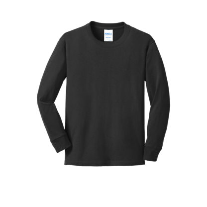 Port and Company Youth Long Sleeve Core Cotton Tee Black