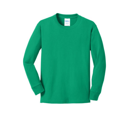 Port and Company Youth Long Sleeve Core Cotton Tee Kelly Green