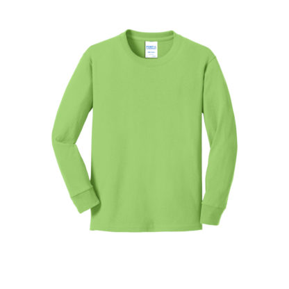 Port and Company Youth Long Sleeve Core Cotton Tee Lime Green