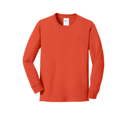 Port and Company Youth Long Sleeve Core Cotton Tee Orange