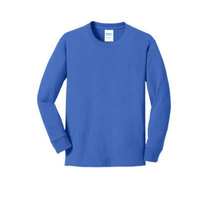 Port and Company Youth Long Sleeve Core Cotton Tee Royal Blue