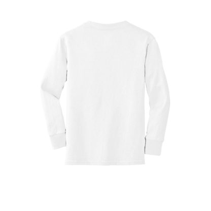 Port and Company Youth Long Sleeve Core Cotton Tee White