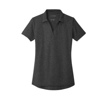 Port Authority Ladies C-Free Cotton Blend Pique Polo Charcoal Heather Front