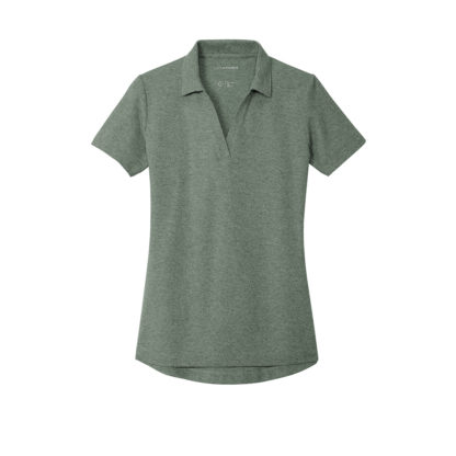 Port Authority Ladies C-Free Cotton Blend Pique Polo Dark Green Heather Front