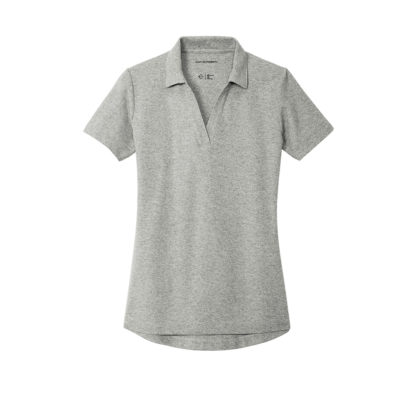 Port Authority Ladies C-Free Cotton Blend Pique Polo Deep Smoke Heather Front