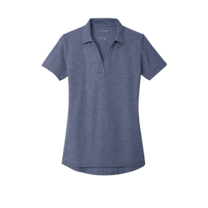 Port Authority Ladies C-Free Cotton Blend Pique Polo Navy Heather Front