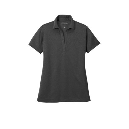 Port Authority Ladies Heather Silk Touch Performance Polo Black Heather Front