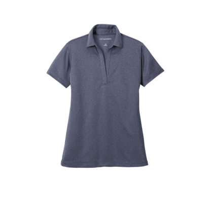 Port Authority Ladies Heather Silk Touch Performance Polo Navy Heather Front