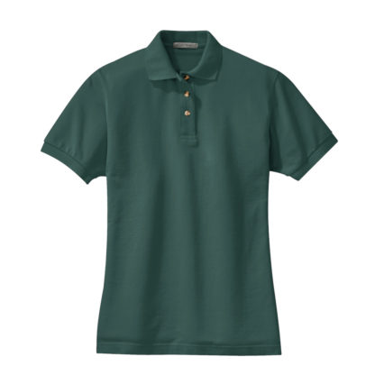 Port Authority Ladies Heavyweight Cotton Pique Polo Dark Green Front