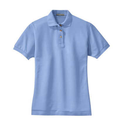 Port Authority Ladies Heavyweight Cotton Pique Polo Light Blue Front