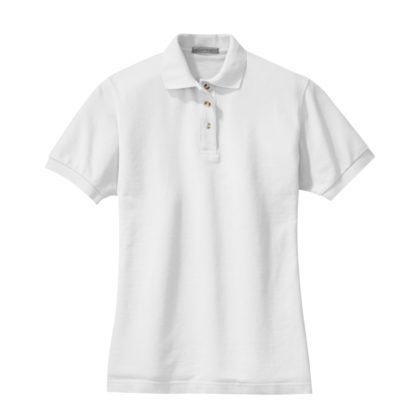 Port Authority Ladies Heavyweight Cotton Pique Polo White Front