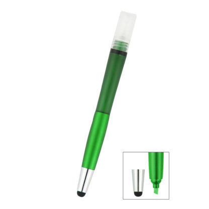 Sanitizer Spray Bottle with Highlighter and Stylus Custom Green