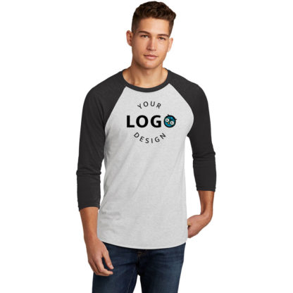 Custom Baseball T-Shirt Grey and Black Center Logo