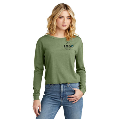 District Womens Perfect Tri Midi Long Sleeve Tee Left Pocket Logo