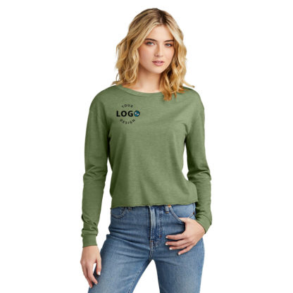 District Womens Perfect Tri Midi Long Sleeve Tee Right Pocket Logo