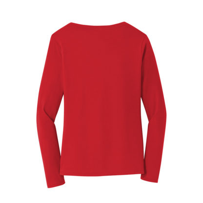 Port and Company Ladies Long Sleeve Fan Favorite VNeck Tee Bright Red