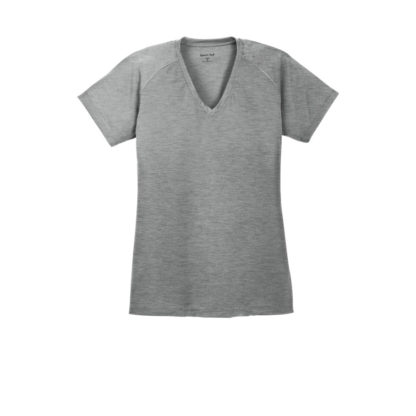 Sport-Tek Ladies Ultimate Performance V-Neck Heather Grey