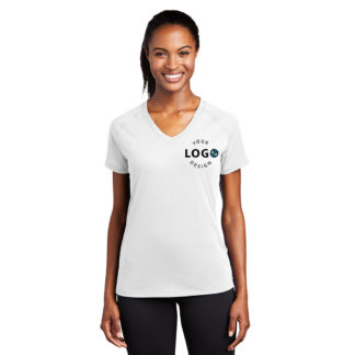 Sport-Tek Ladies Ultimate Performance V-Neck Left Pocket Logo