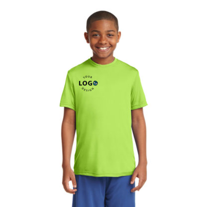 Sport Tek Youth PosiCharge Competitor Tee Lime Shock Right Pocket Logo