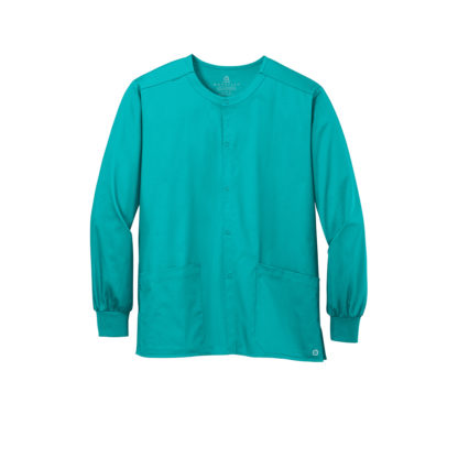 WonderWink Unisex WorkFlex Snap Front Scrub Jacket Teal Blue