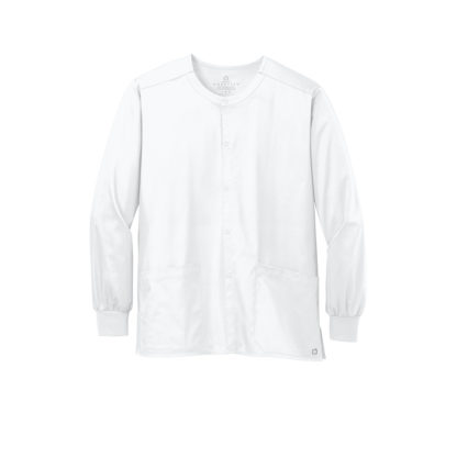 WonderWink Unisex WorkFlex Snap Front Scrub Jacket White Front