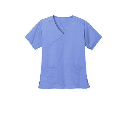 WonderWink Womens WorkFlex Mock Wrap Top Ceil Blue