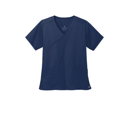 WonderWink Womens WorkFlex Mock Wrap Top Navy