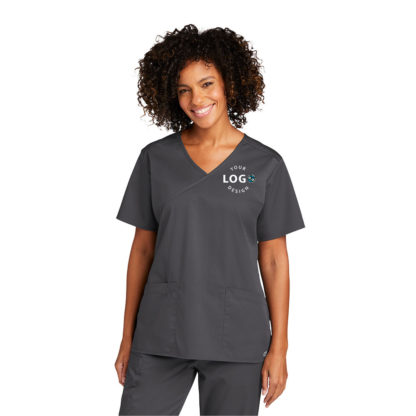 WonderWink Womens WorkFlex Mock Wrap Top Model with Logo