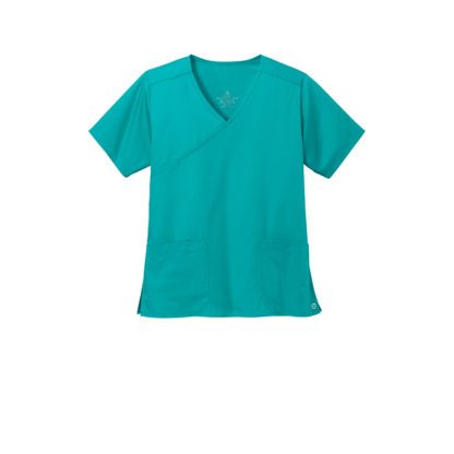 WonderWink Womens WorkFlex Mock Wrap Top Teal