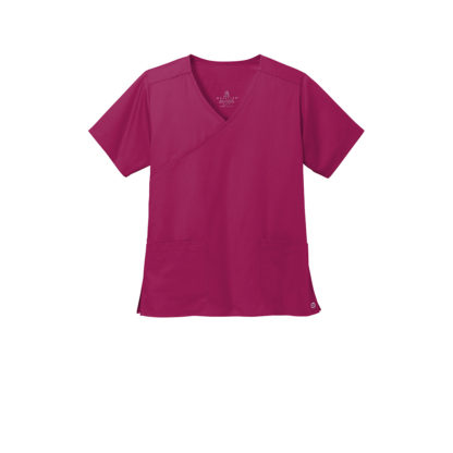 WonderWink Womens WorkFlex Mock Wrap Top Wine