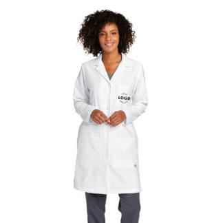 WonderWink Women's Long Lab Coat White Logo